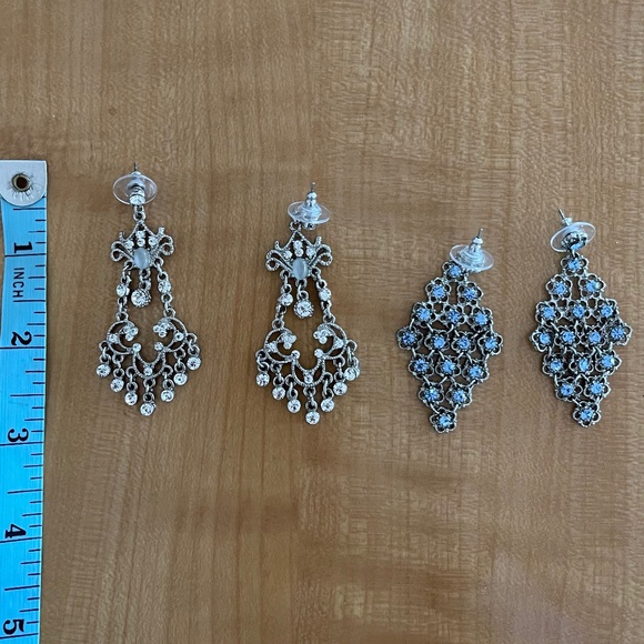 White Blue Crystal Chandelier Earrings Bundle - Picture 1 of 1